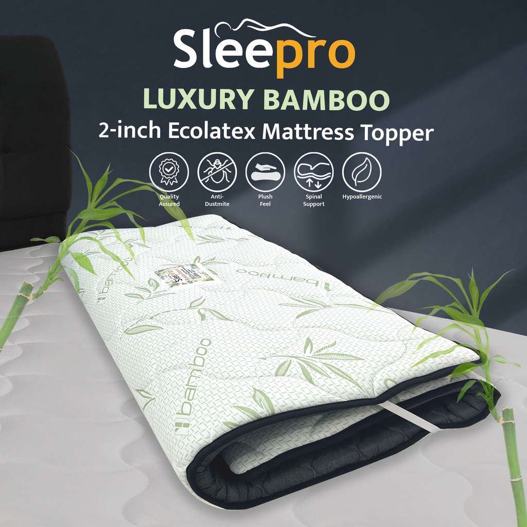 PREMIUM TOPPER | Luxury Bamboo 2-Inch Ecolatex Thick Mattress Topper ...