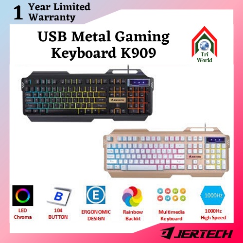EASYPOS Jertech USB Metal Panel 104 Keys Rainbow LED Backlight ...