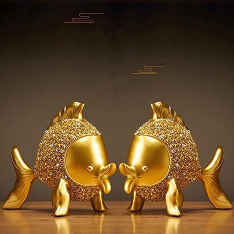 【1 Set 2 Pcs】Nordic Goldfish Ornaments Home Decor Creative Living Room ...