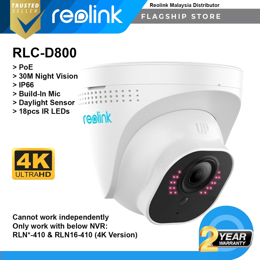 Reolink RLCD800 8MP 4K Ultra HD CCTV Indoor Outdoor IP66 IP Camera PoE IP Camera with Night