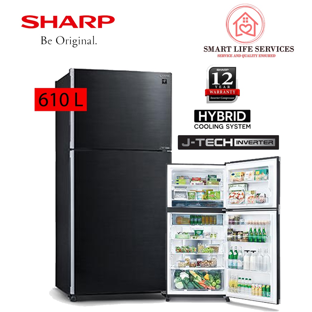 【LOWEST PRICE Sharp Fridge 610L/720L J-Tech Inverter Fridge / Refrigerator Peti Sejuk Hybrid Metal/ Glass 2 Door 2门冰箱