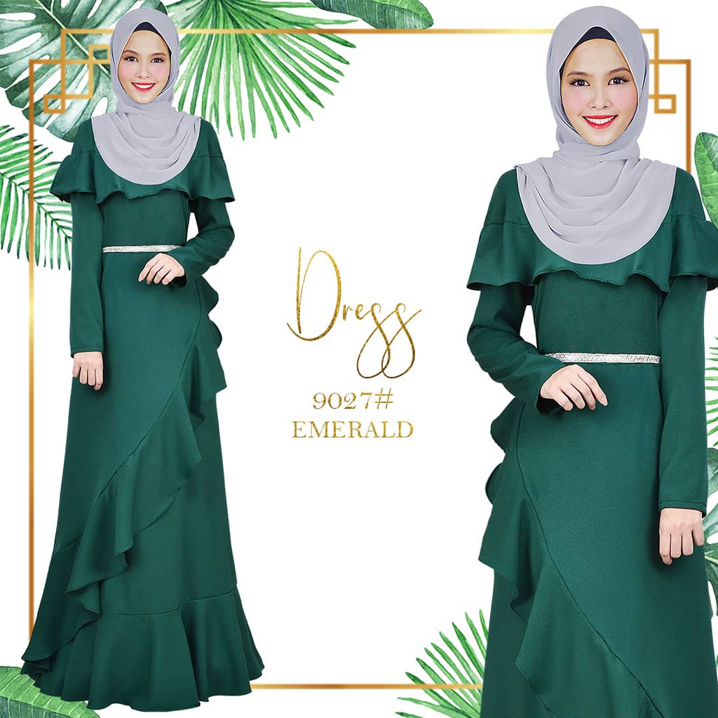 dress muslimah princess cut Modest Muslim Woman's Empire Waist Shimmery Tulle Dress - 36229
