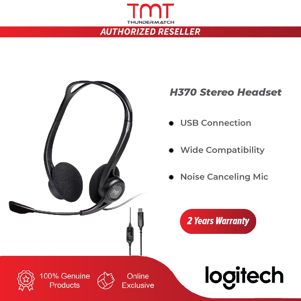 Logitech H370 Usb Headset With Digital Quality Sound Noise Canceling Mic In Line Control 4016