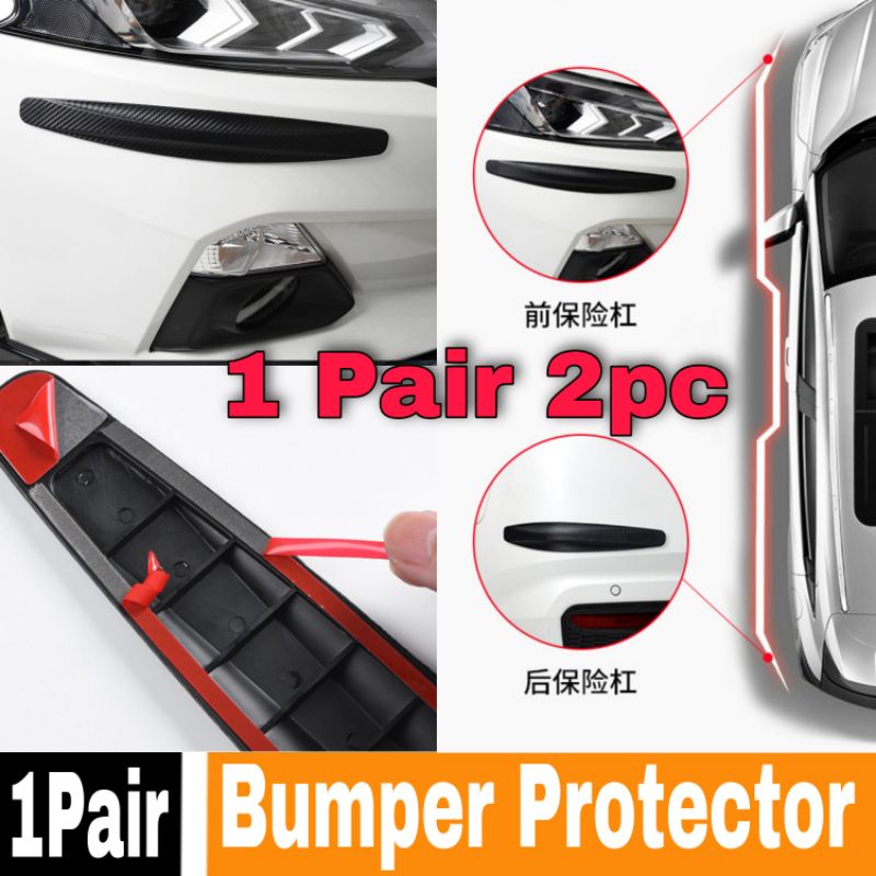 2pc Car Bumper Guard Protector 3d Carbon Rubber kereta proton perodua