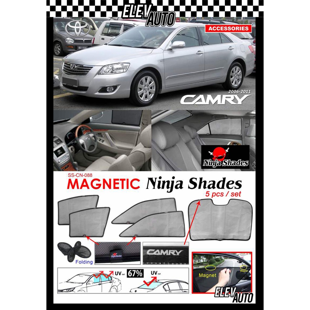 Toyota Camry 2006 - 2011 Ninja Shades OEM Magnetic Sunshade Toyota ...
