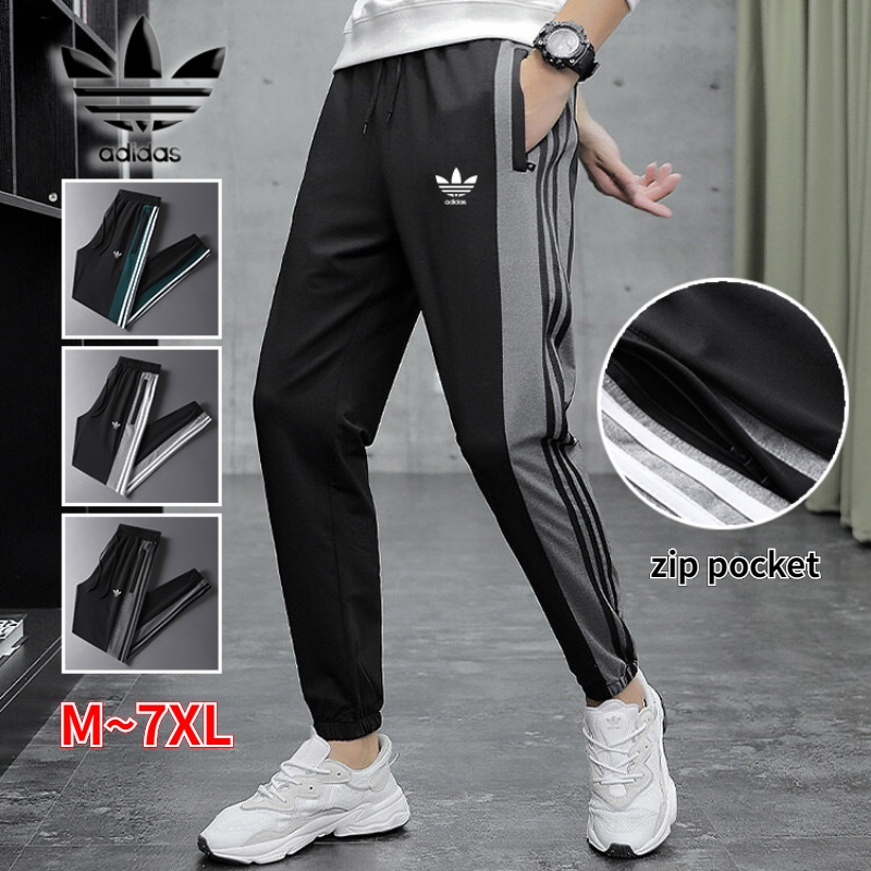 Men's Sports Pants COTTON Wide Leg Loose Jogging Pants 3 Stripes Pants