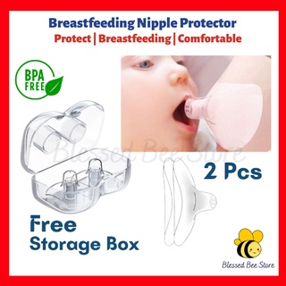 2pcs Natural Fit Silicone Nipple Shield Breastfeeding Nipple Protector Free  Storage Box Pelindung Puting