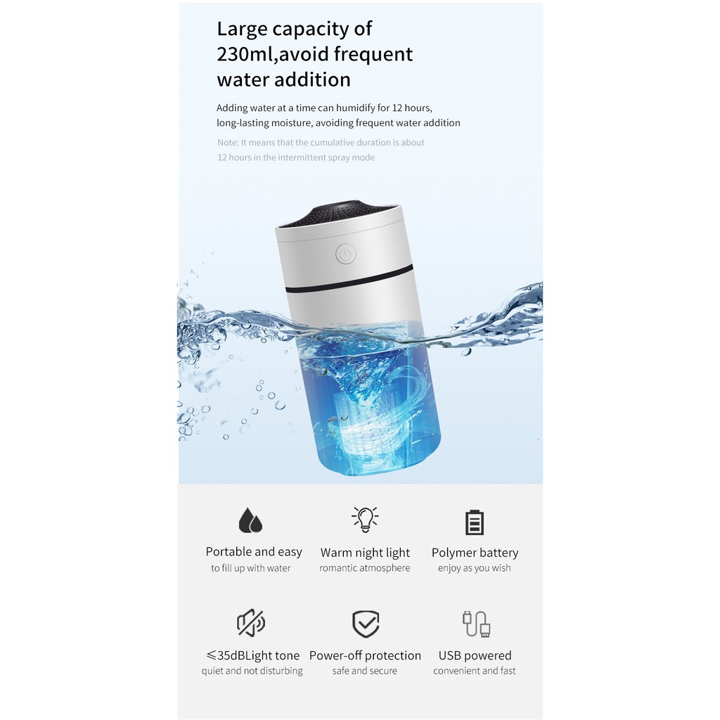 PURI AIR Portable Wireless 230ML Car Room Office Humidifier Aroma ...