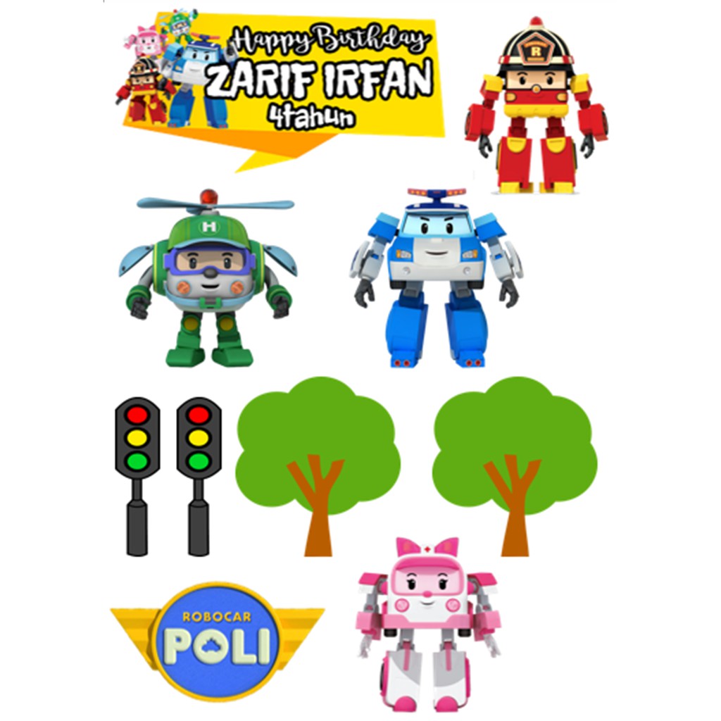 Cake Topper Robocar Poli | Shopee Malaysia