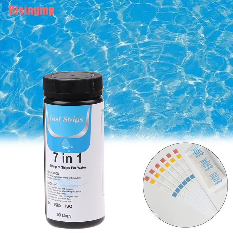 Risingmp 50pcs 7 in1 Aquarium Fish Tank Water Tropical PH Test Strips