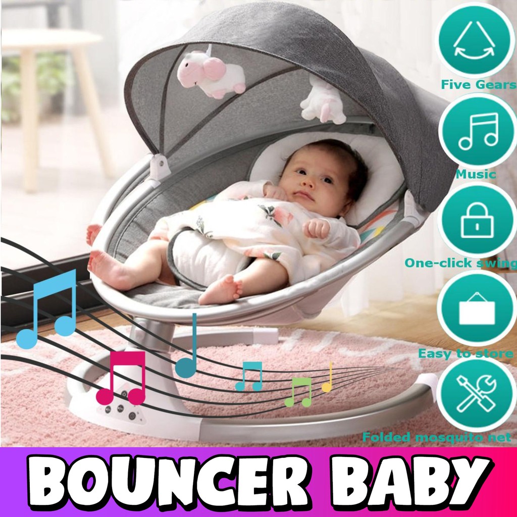 Portable Auto Swing Baby Bouncer New born Cradle Automatic Electric Leaf sensor swing chair Baby Bouncer Shopee Malaysia