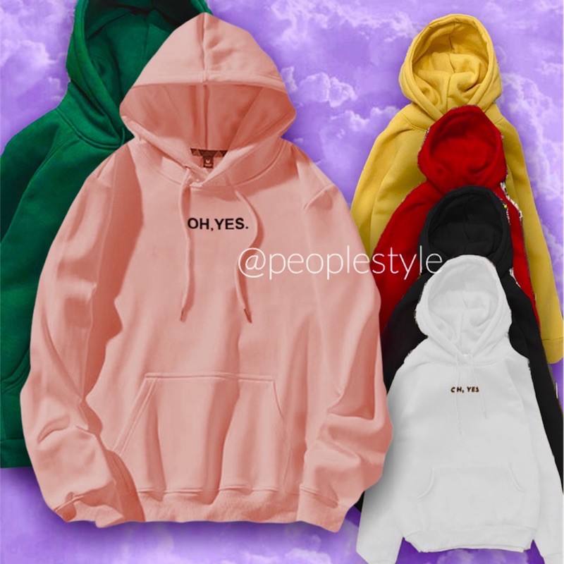 PEOPLESTYLE 009 Oh Yes Printed Hoodie Korean Sweater Sweatshirt Murah Wanita Shopee Malaysia