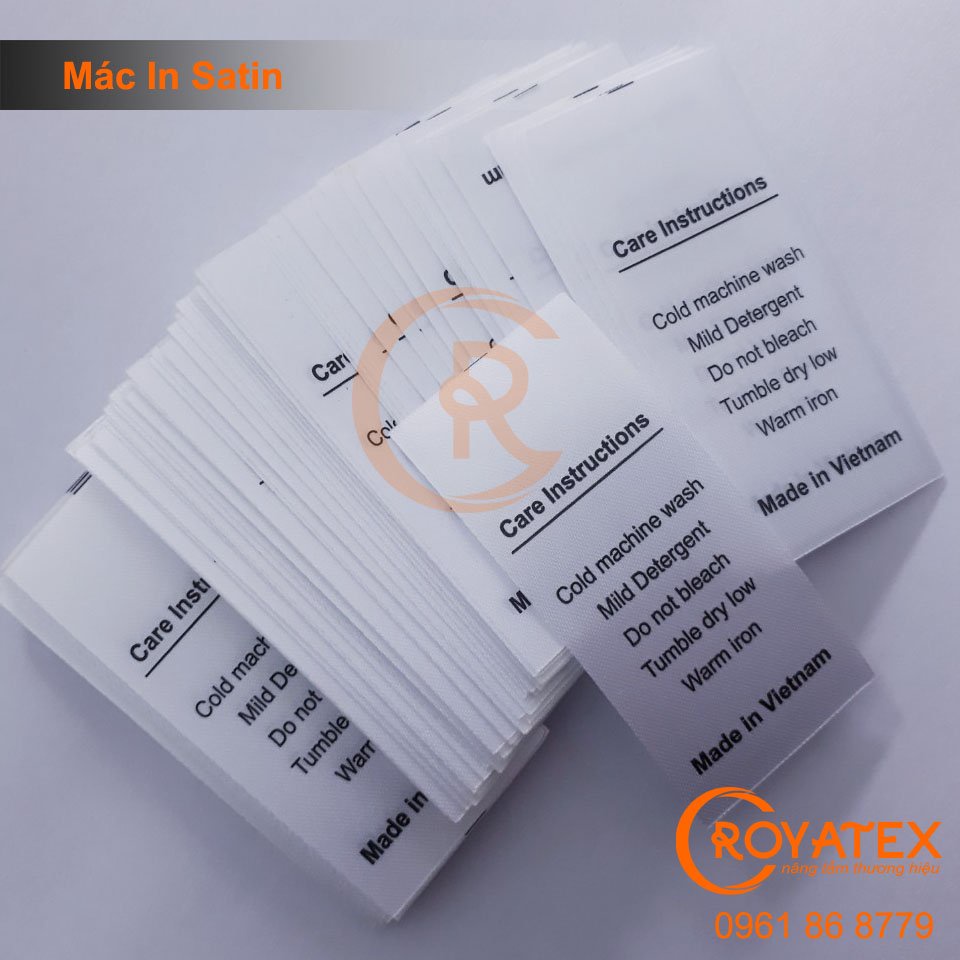 100c Instruction label, rib clip label, satin care label - Pre-printed ...
