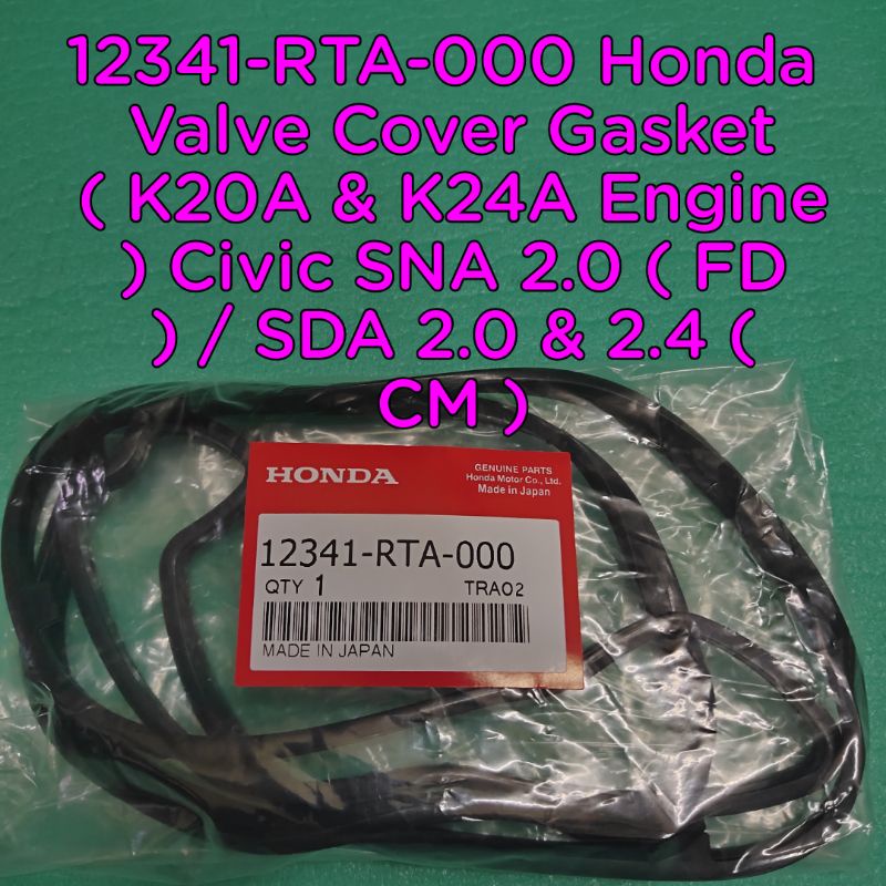12341-RTA-000 Honda Valve Cover Gasket ( K20A & K24A Engine ) Civic SNA ...
