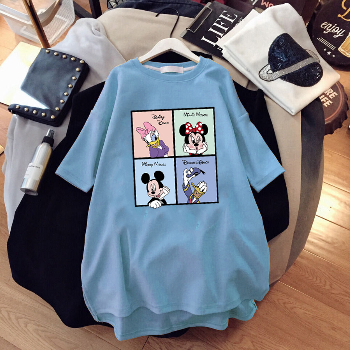 Summer Woman Korean T-shirt Mickey Mouse Short Sleeve Loose Pullover Shirt  Tops