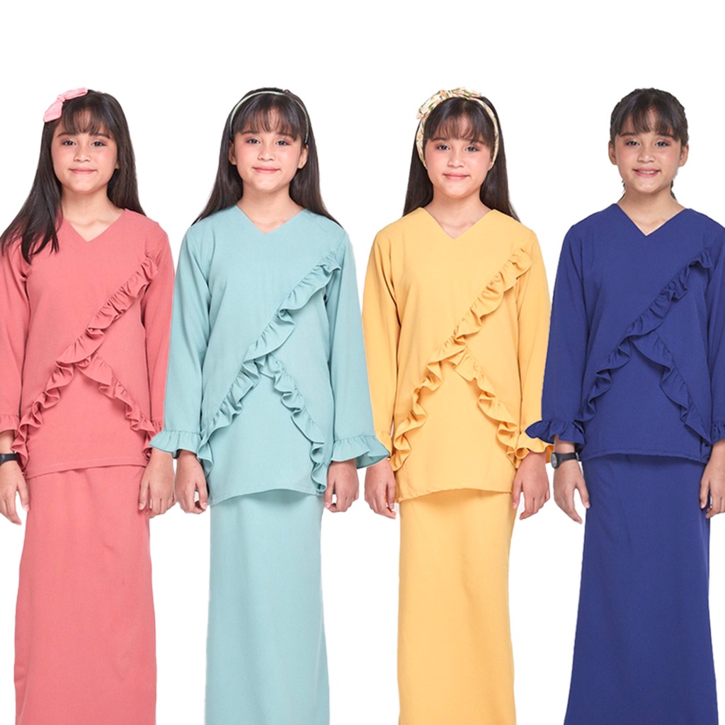 MOTHER & CHILD Zahrah Kurung Ruffle Kids | Shopee Malaysia