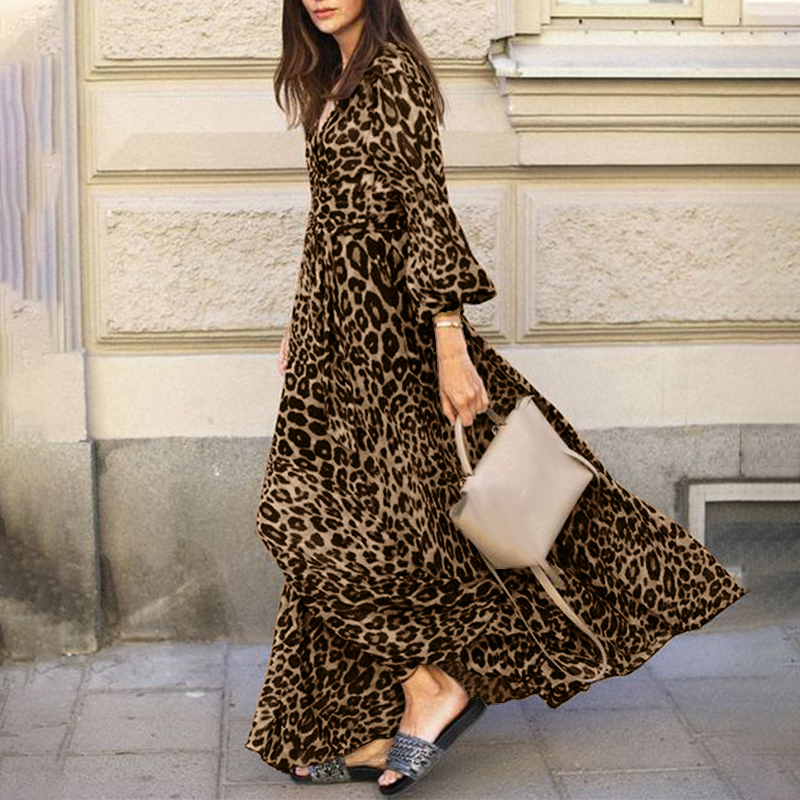 Long sleeve maxi leopard dress shop