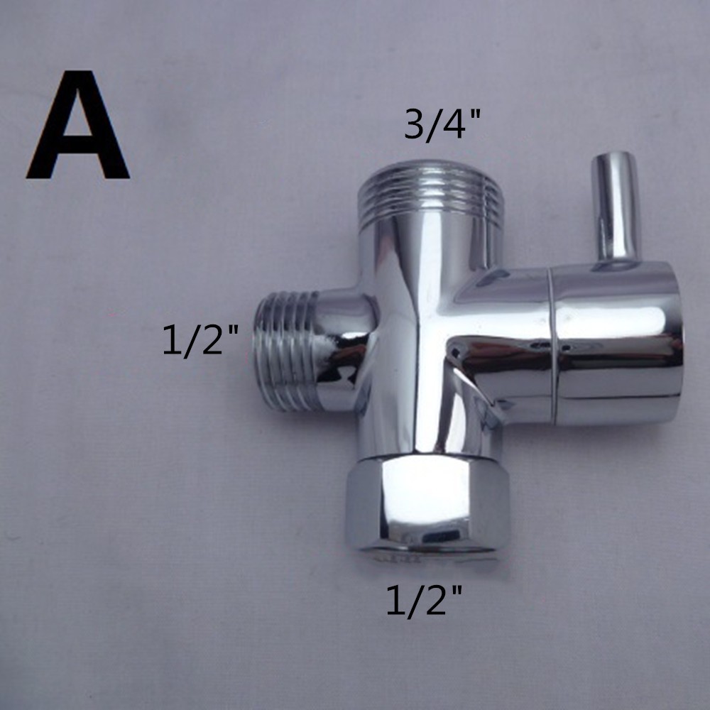 1/2" 3/4" Threeway Water Diverter Tshaped Adapter Shower Diverters