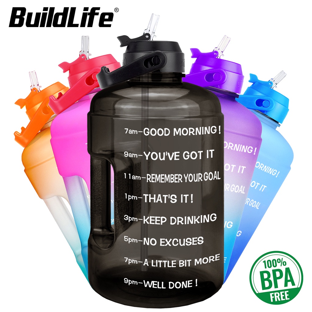 Buildlife 3.78L/128oz Gallon Motivational Water Bottle Big Capacity