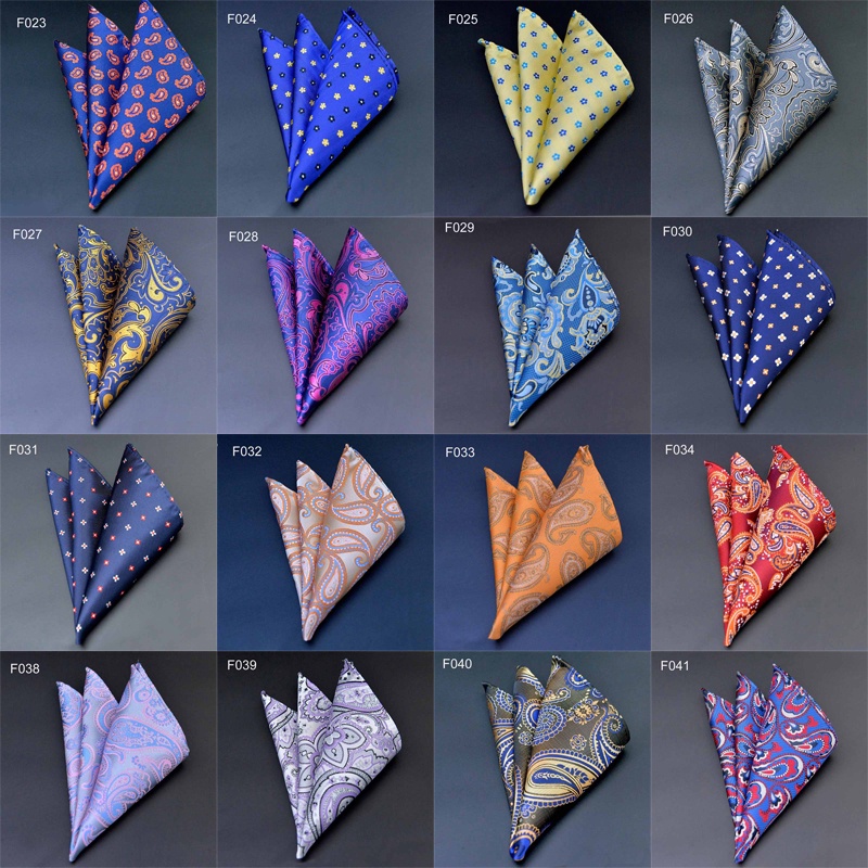 Mens Silk Pocket Squares 25CM Dots Paisley Floral Striped Handkerchief