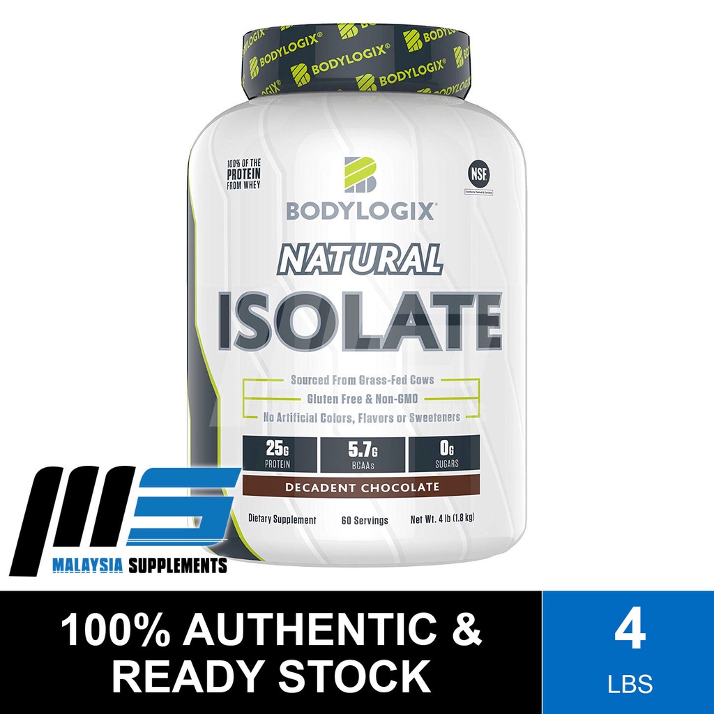 Bodylogix Natural Isolate, 4lbs Whey Protein Powder, Muscle Building