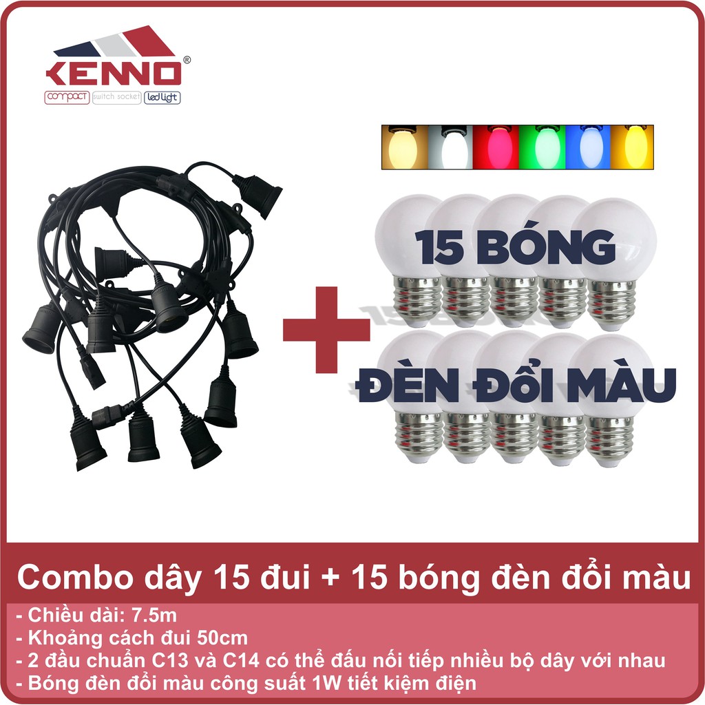Wire set of 15 sockets with 15 color-changing light bulbs | Shopee Malaysia