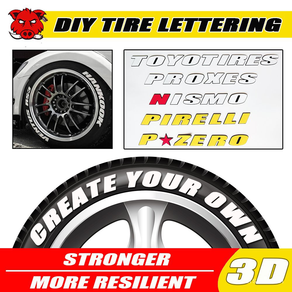 2.7cm Car Tyre Lettering Stickers PVC Letterring Kit DIY Tire Decals
