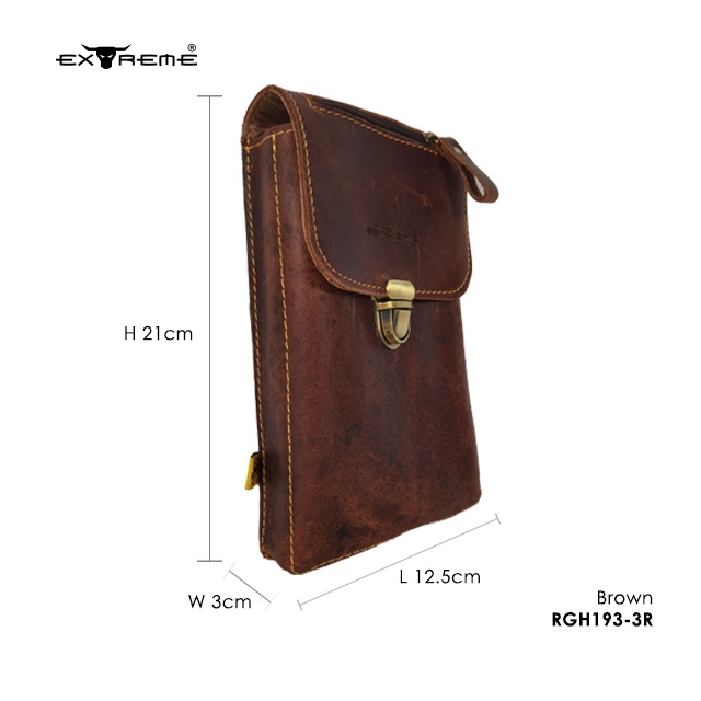 [Extreme] Genuine Leather Phone Belt Pouch Wallet Bag For Men Dompet