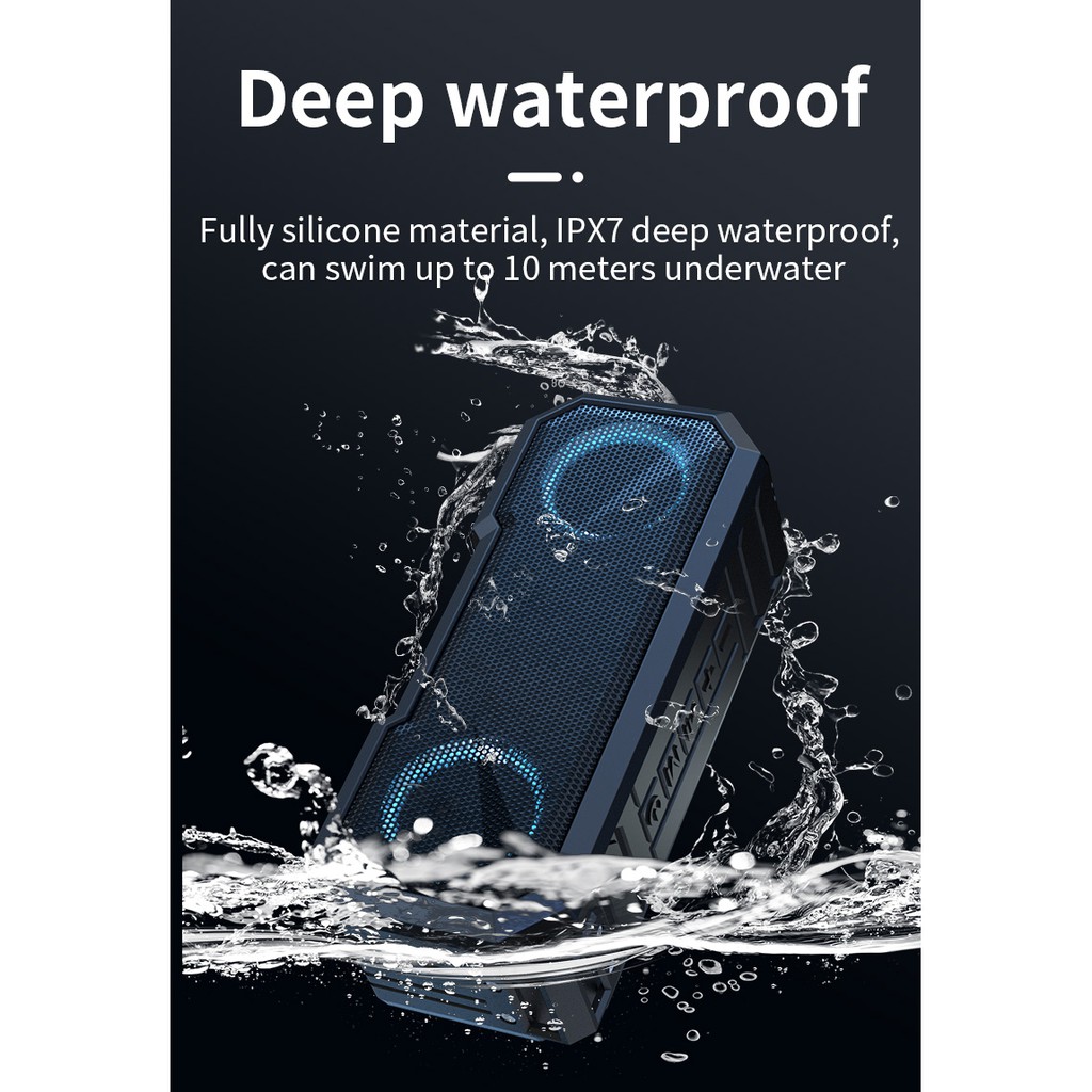 Bluetooh Speaker Bass with Strong Bass Waterproof IPX7 Waterproof ...