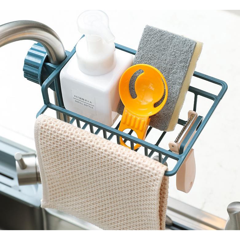 Kitchen Sink Drain Rack & Storage Shelf | Soap, Sponge, Cloth Holder | Silver/Gray 6 thumbnail image