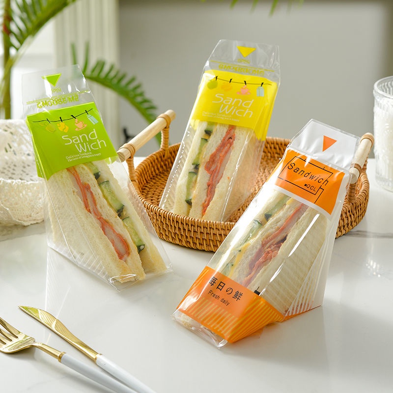 100pcs Sandwich Packaging Bag Package Plastic Wrap Wrapping Easy-To ...