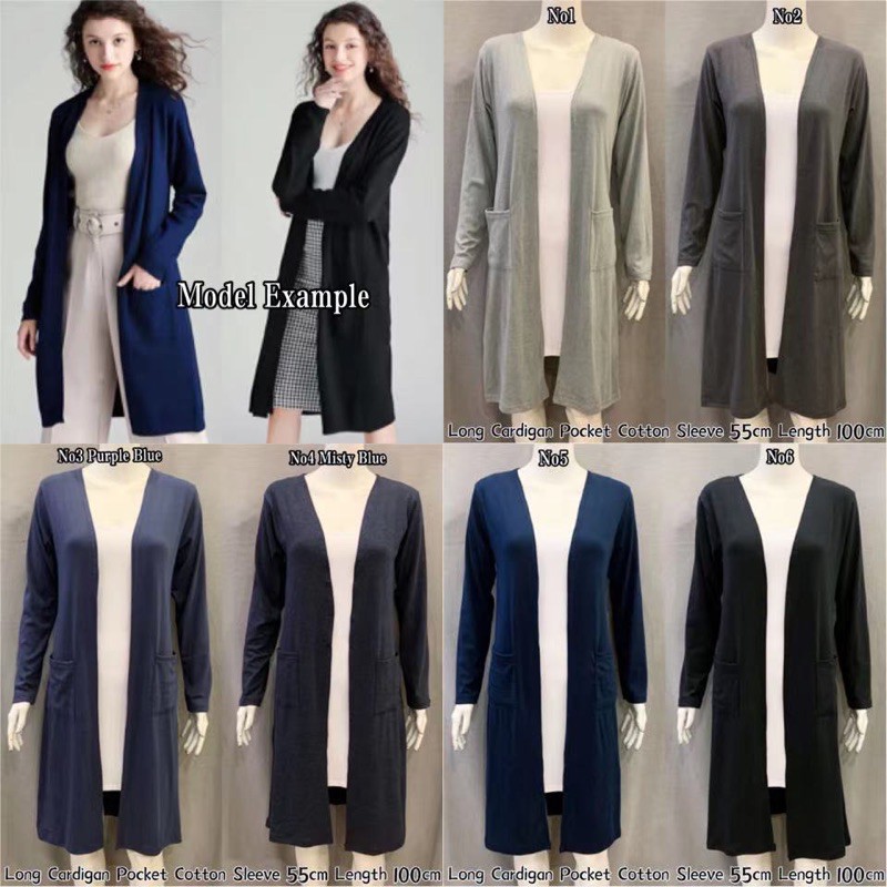 WOMEN POCKET LONG SLEEVE LONG CARDIGAN MUSLIMAH COTTON BORONG MURAH DRESS CARDIGAN LABUH OUTFIT