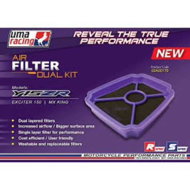 UMA RACING DUAL KIT AIR FILTER Y15ZR / Y16ZR Y16 YSUKU YAMAHA MOTOR ...