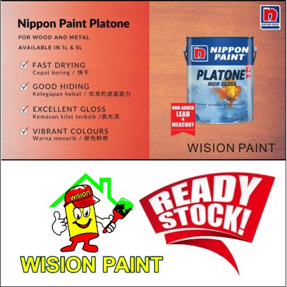 ( 1L ) NIPPON ( Platone High Gloss ) Wood & Metal Paint Cat Minyak Kayu ...