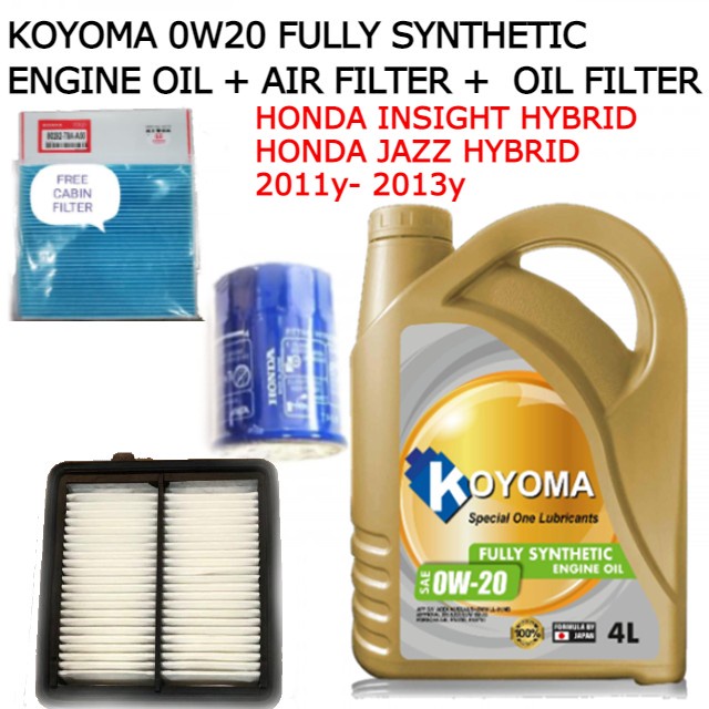 HONDA INSIGHT + HONDA JAZZ HYBRID AIR FILTER + OIL FILTER + KOYOMA 0W20
