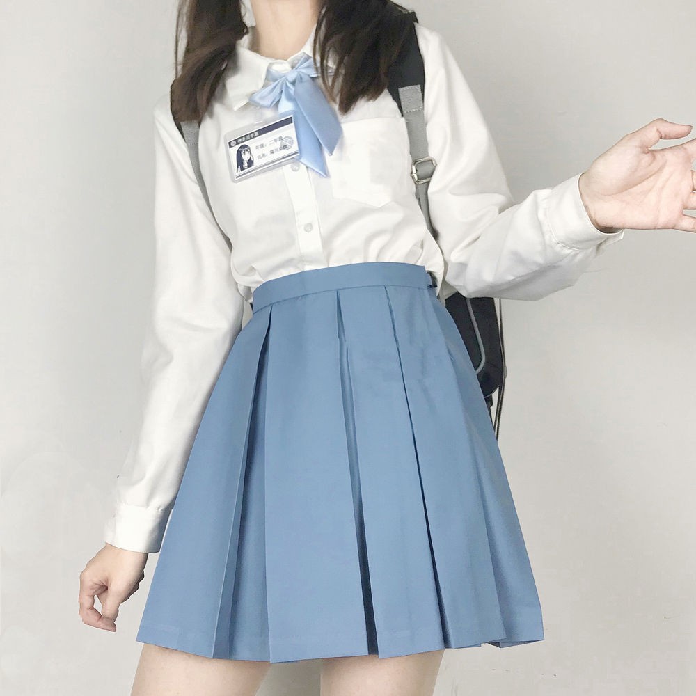 2021 box pleated skirt JK pleated skirt uniform skirt solid color