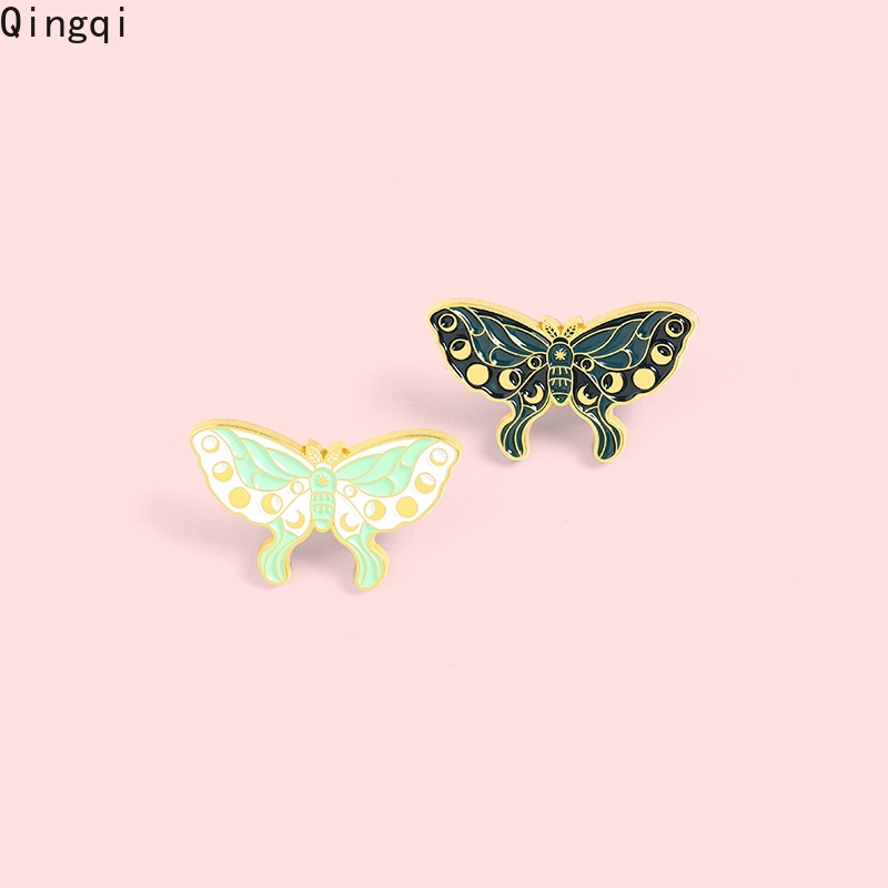 Luna Moth Brooch Moon Phase Enamel Pins Day and Night Brooch Badges ...