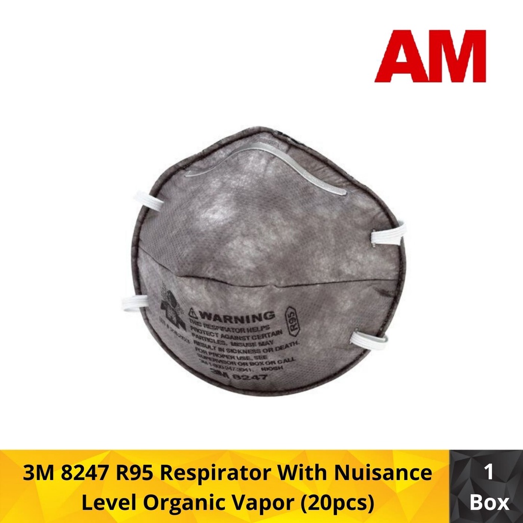 3M 8247 R95 Respirator With Nuisance Level Organic Vapor (20pcs/Box ...