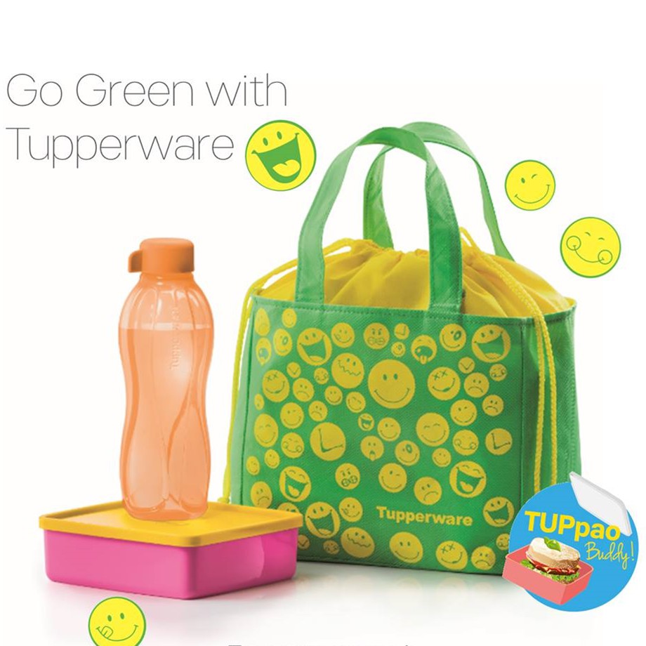 Tupperware TUPpao Lunch Set + Smiley Friend Bag (Lunch Box, Eco Random ...