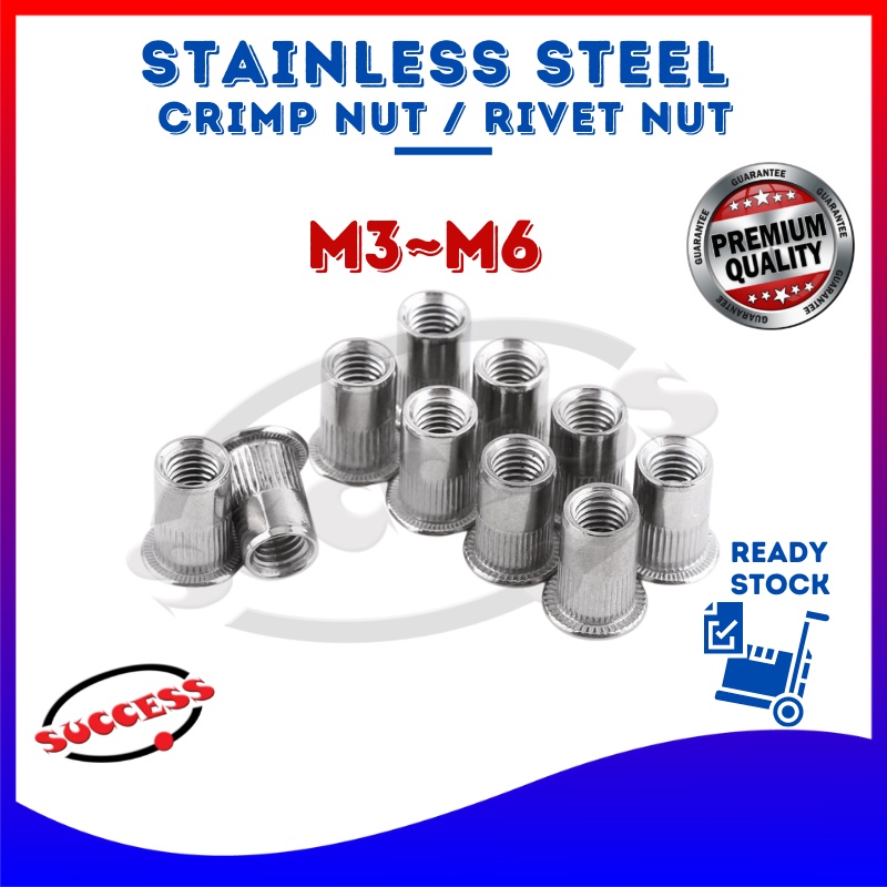 SUCCESS SUS304 Stainless Steel Crimp Nut Rivet Nut Insert Nut 304