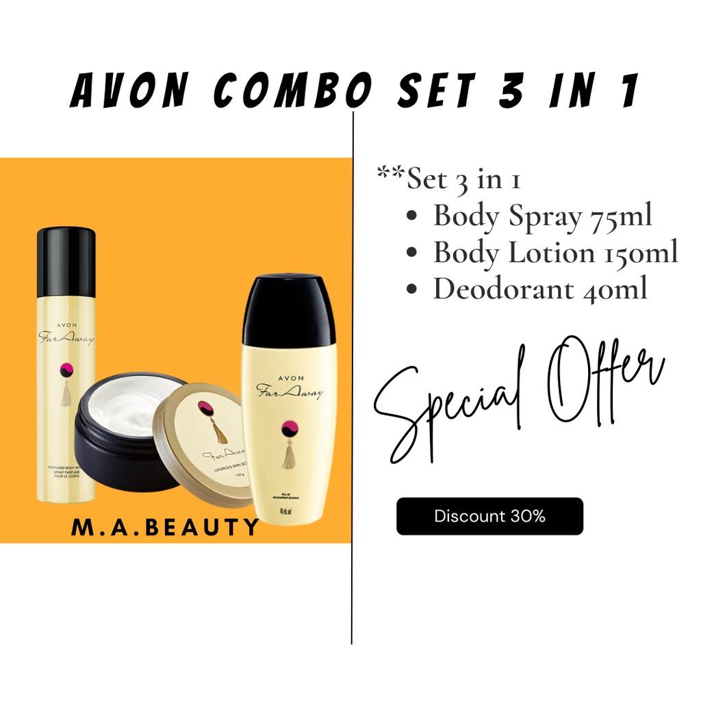 Ready Stock Avon Combo Set In Far Away Body Spray Ml Body