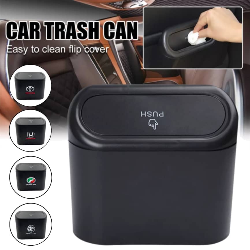 Car Trash Can Interior Organizer Storage Box Mini Dust bin Car Garbage Bag Press Sealed Trash