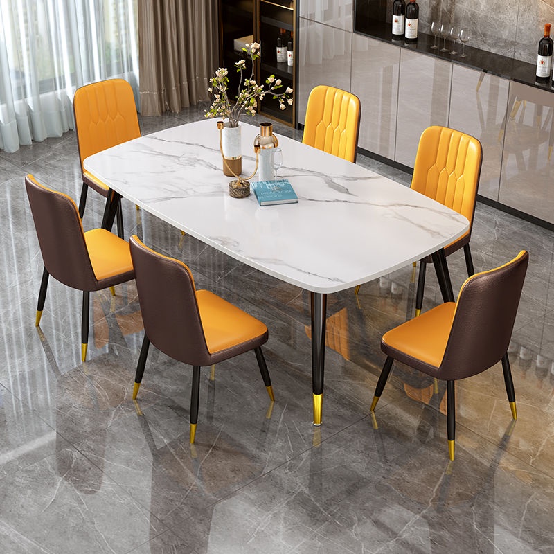 Stone Tablet Dining Table and Chair Small Apartment Family Dining Table ...