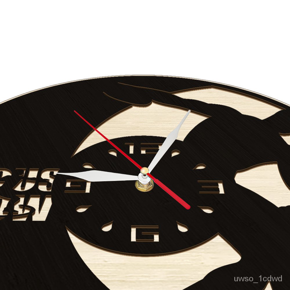 Discus Throw Wood Carved Wall Clock Stadium Decor For Athlete Room