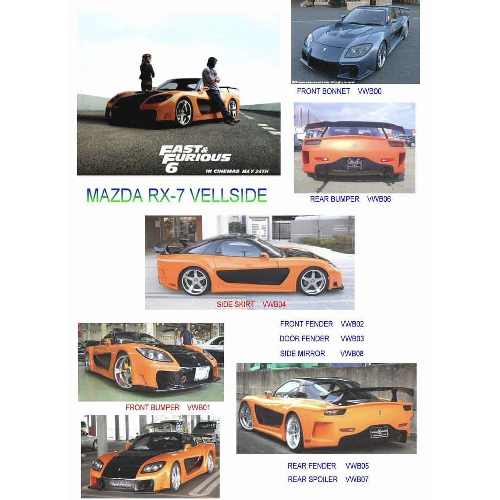 Mazda rx7 rx 7 veilside bodykit body kit front side rear bumper fender ...
