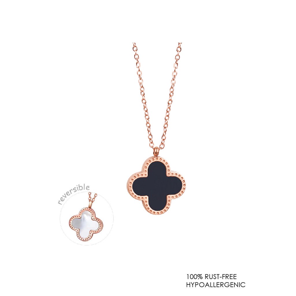 Adele Reversible Two Side Four Leaf Clover Pendant Necklace