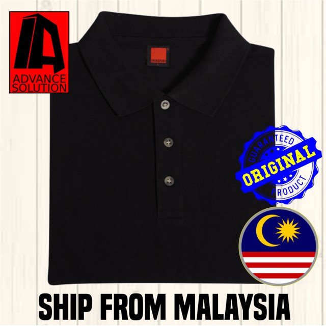 Black Polo Collar T-Shirt Plain Unisex HC01 Oren Sport Baju Hitam Kolar ...