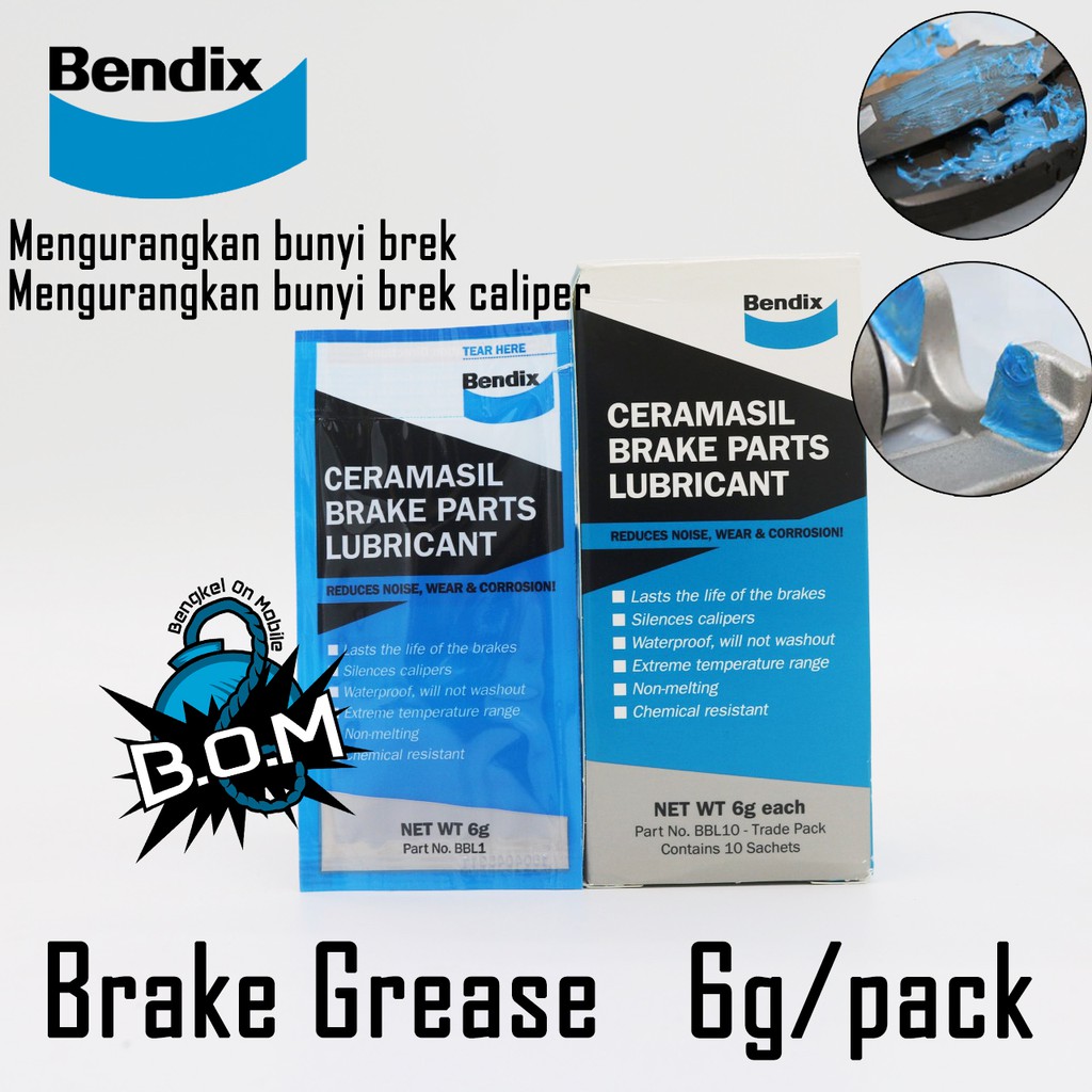 [6 gram pack] Bendix Brake Lubricant, Rubber Grease, brek gris, Bendix