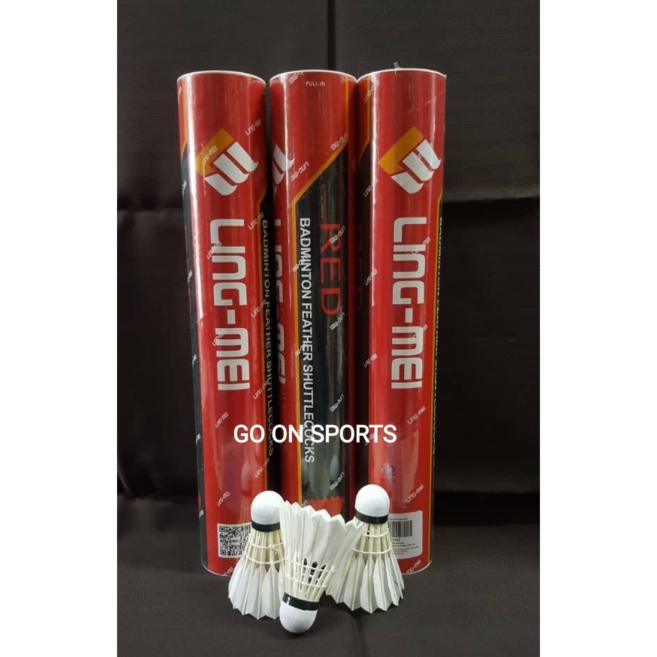 LING MEI SHUTTLECOCK RED BADMINTON ( 1 TUBE = 12 PIECES ) ( Bubble