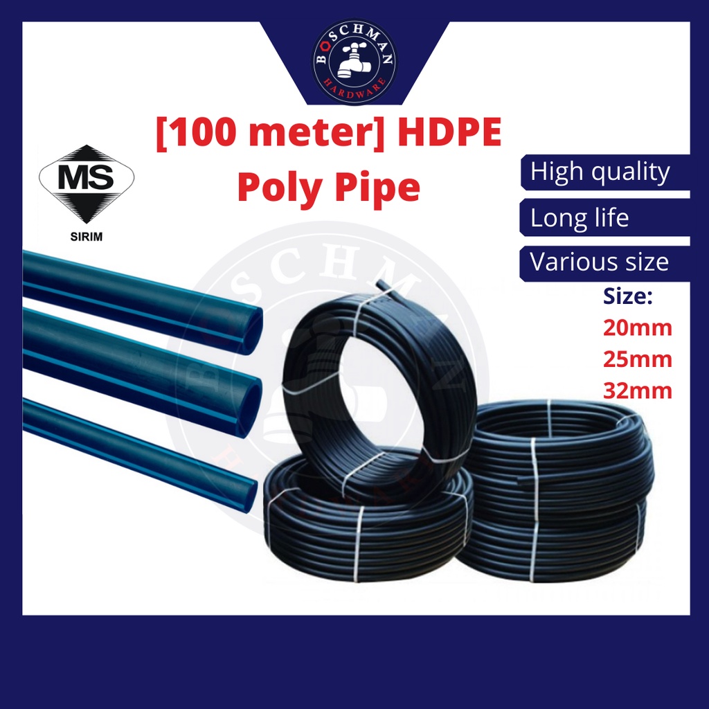 100 Meter SIRIM HDPE Poly Pipe HDPE Poly Paip Air HDPE PVC Fertigation ...